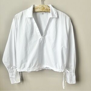 Loft Top Women's XS White 100% Cotton Boxy Relaxed Beachy Coastal Classic Preppy